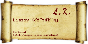 Liszov Kötöny névjegykártya
